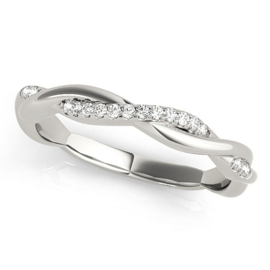 Twisted Women's Wedding Band with Diamonds in White Gold