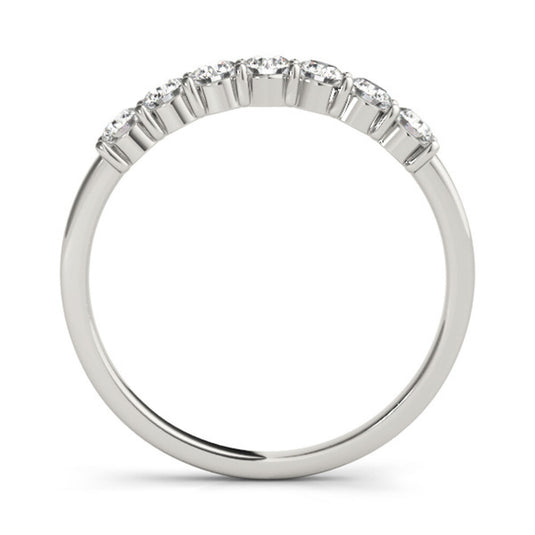 Straight diamond wedding band for women White Gold Front View