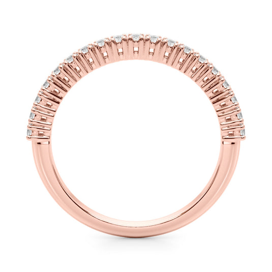 Shared Prong Wedding Band for Women Rose Gold Top View