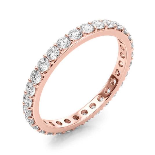 Round Cut Diamond Eternity Band Rose Gold Side View