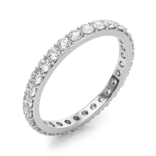 Round Cut Diamond Eternity Band White Gold Side View