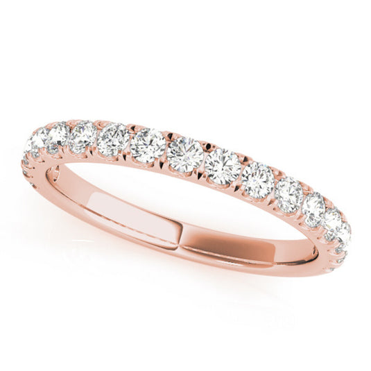 Classic Round diamond wedding band for women Rose Gold