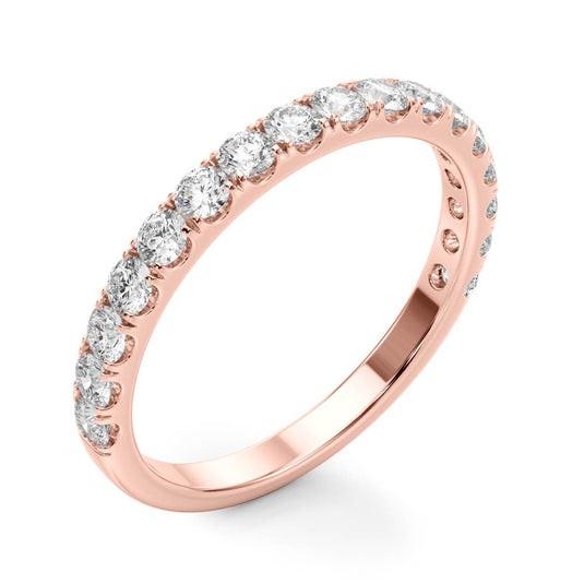 Classic Round diamond wedding band for women Rose Gold Side View