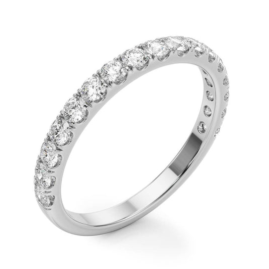 Classic Round diamond wedding band for women White Gold Side View