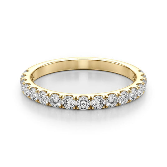 Classic Round diamond wedding band for women Yellow Gold Top View