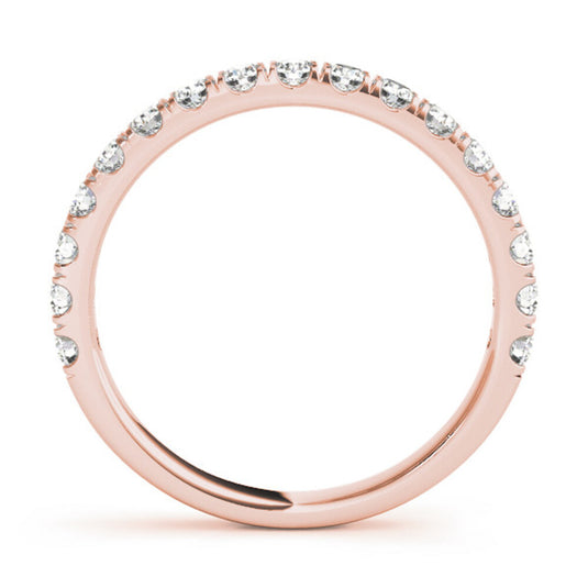 Classic Round diamond wedding band for women Rose Gold Front View