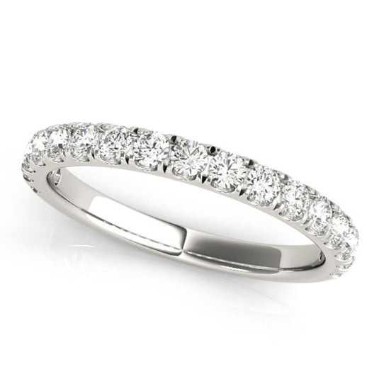 Classic Round diamond wedding band for women White Gold