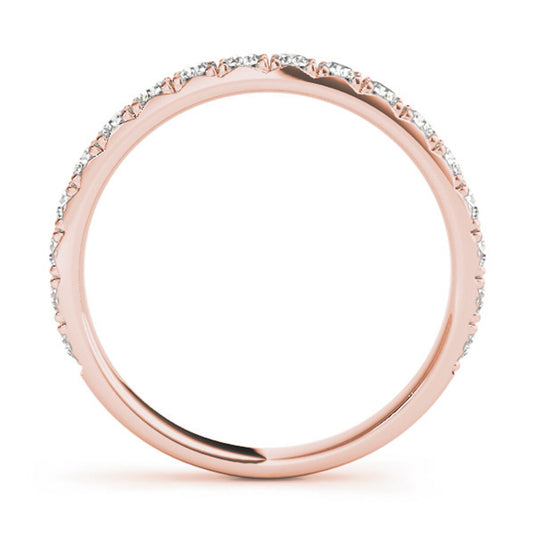 Straight diamond wedding band for women Rose Gold Side View