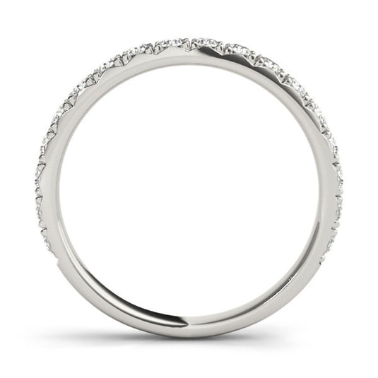 Straight diamond wedding band for women White Gold Side View