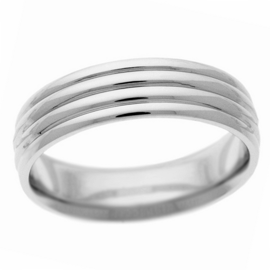 Men’s Multi Groove Wedding Band White Gold