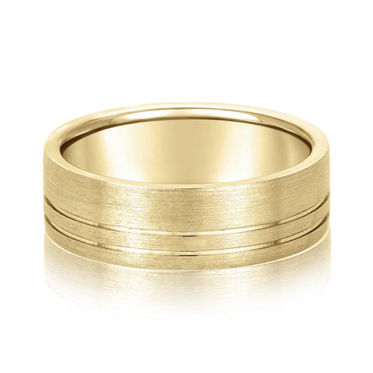 5mm Flat Men's Wedding Band Yellow Gold Front View