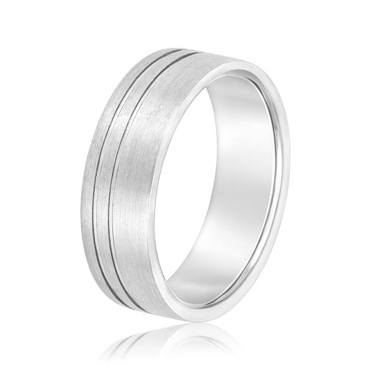 5mm Flat Men's Wedding Band White Gold